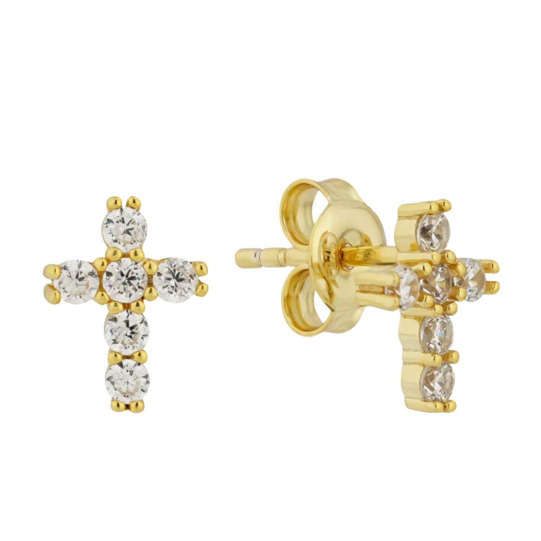 CROSS CZ STUD EARRINGS