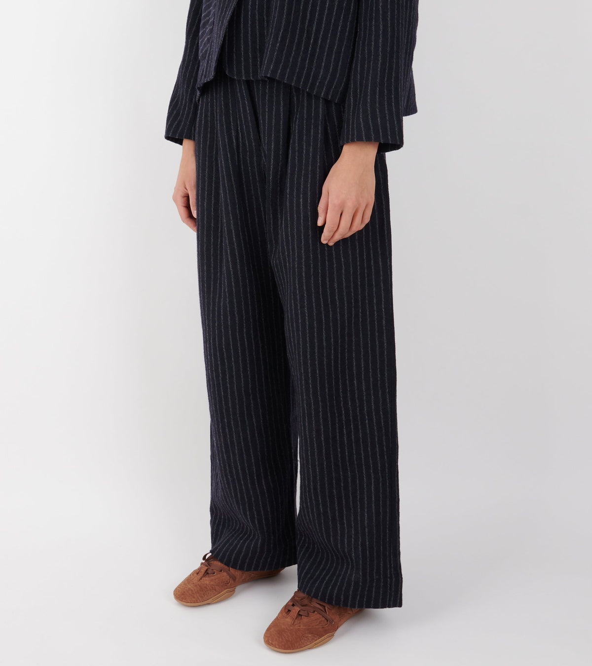Japanese Striped Boucle Mara Trouser Navy/Grey