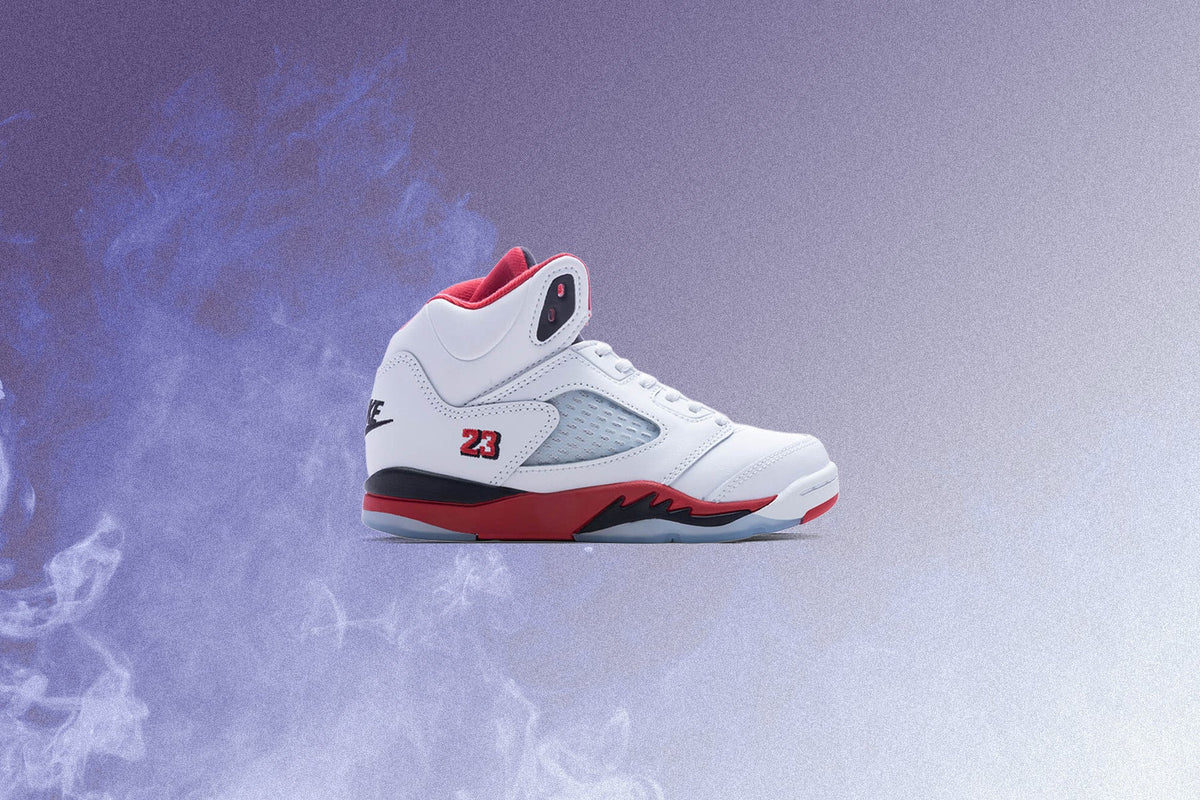 Air Jordan 5 Retro OG Fire Red 'Black Tongue' (PS) - White/Fire Red/Black