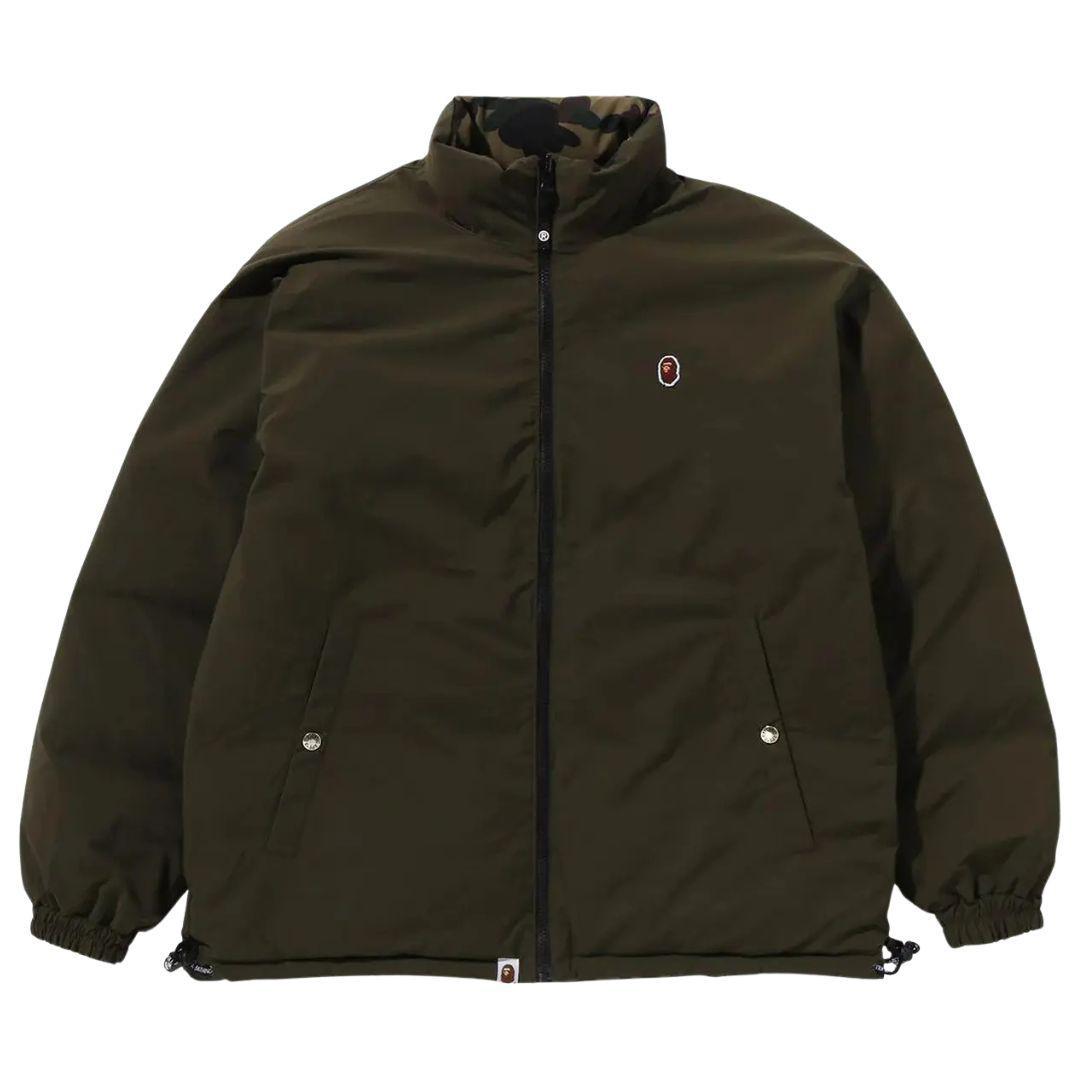 BAPE 1ST CAMO REVERSIBLE DOWN JACKET KHAKI GREEN