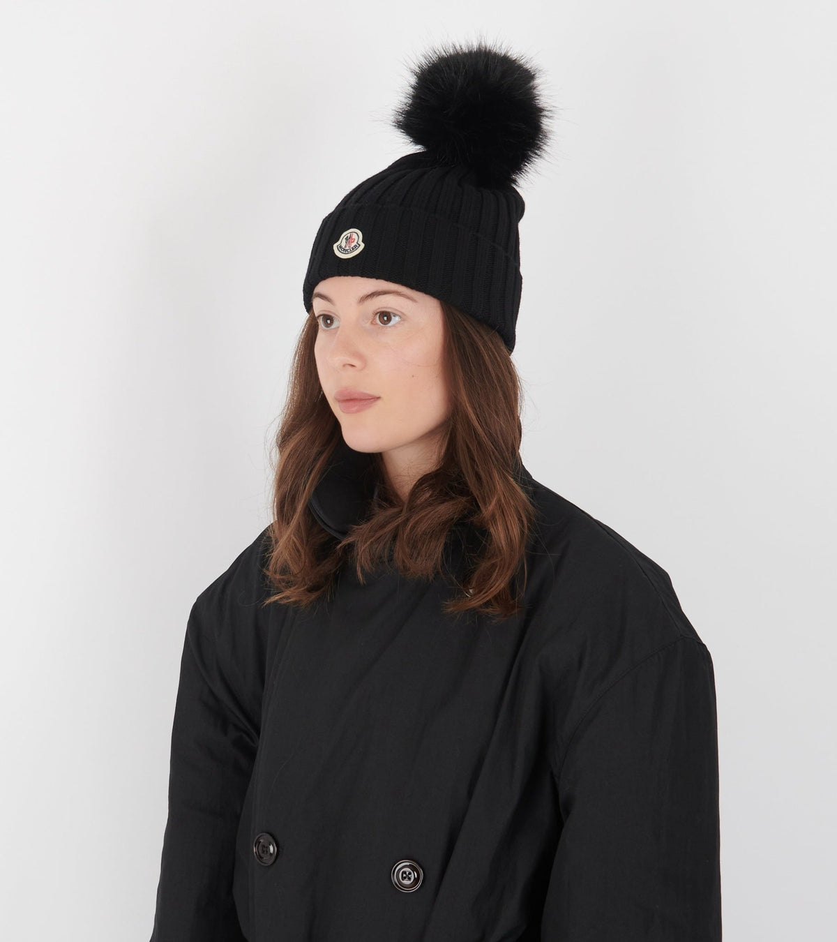 Pompom Wool Beanie Black