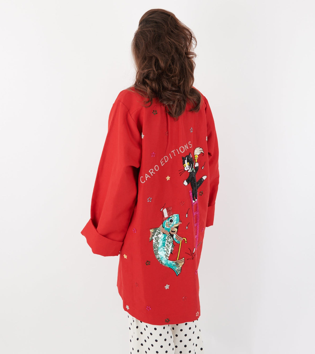 Anna Coat Cat On Ladder Red