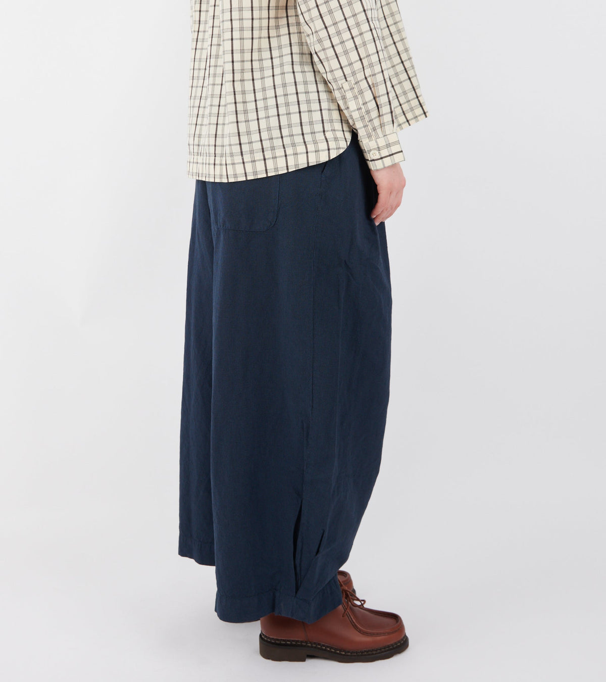 Micro Houndstooth Wide Leg Trousers Steel Blue
