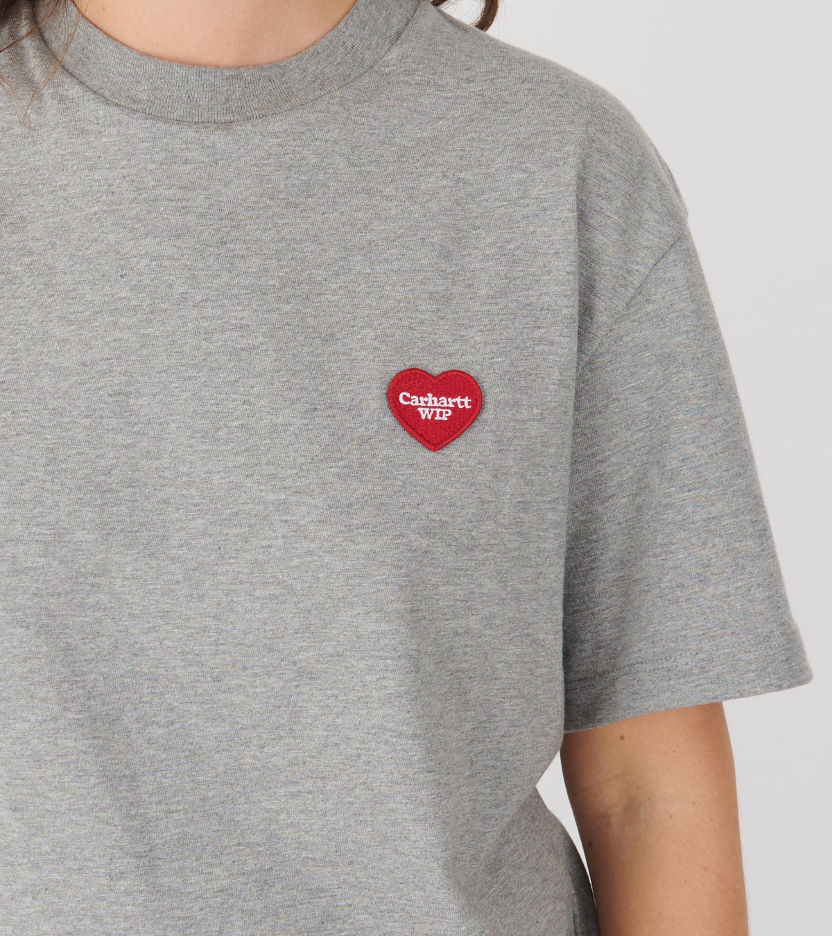 W S/S Heart Patch T-shirt Grey Heather