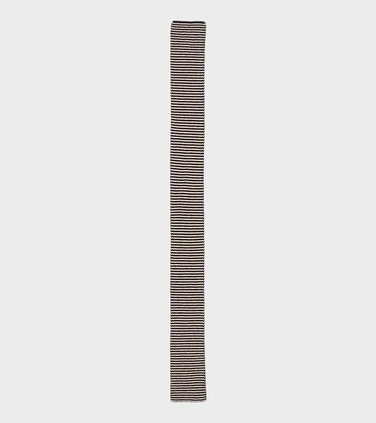 Small Thin Stripe Gartner Stitch Scarf Black/Oatmeal