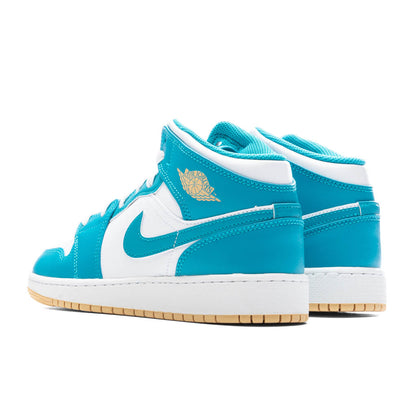 Jordan 1 Mid (GS) - Aquatone/Celestial Gold/White