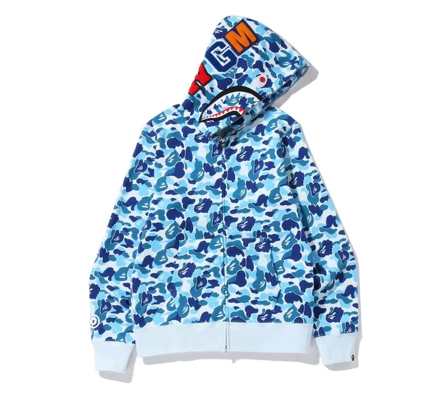 BAPE ABC CAMO SHARK FULL ZIP HOODIE BLUE SS23
