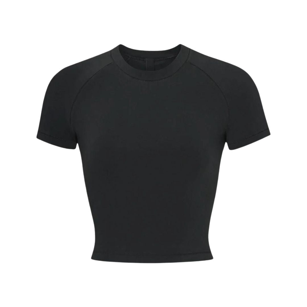 SKIMS NEW VINTAGE CROPPED RAGLAN T-SHIRT ONYX