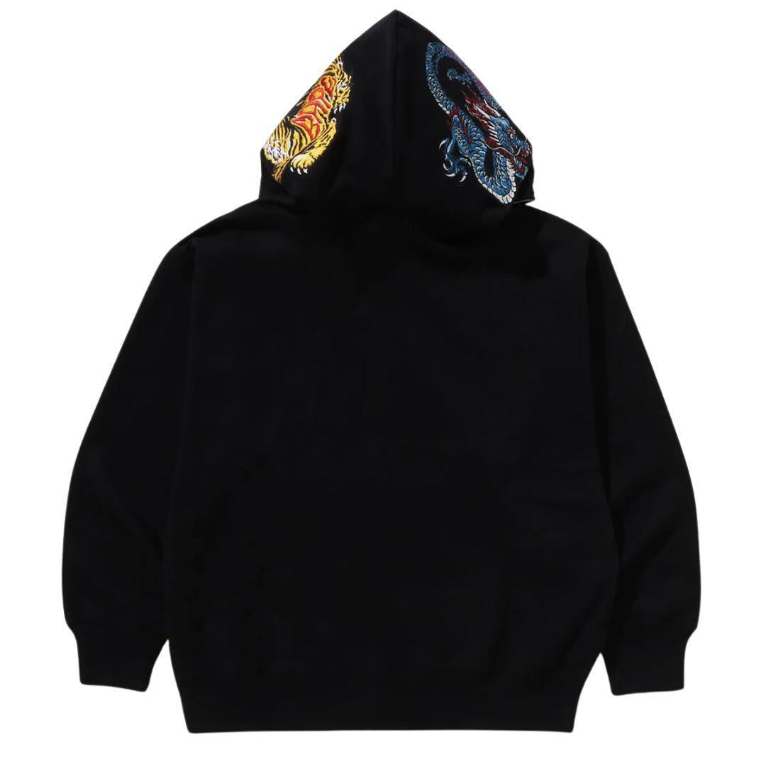 BAPE TIGER & DRAGON FULL ZIP HOODIE BLACK