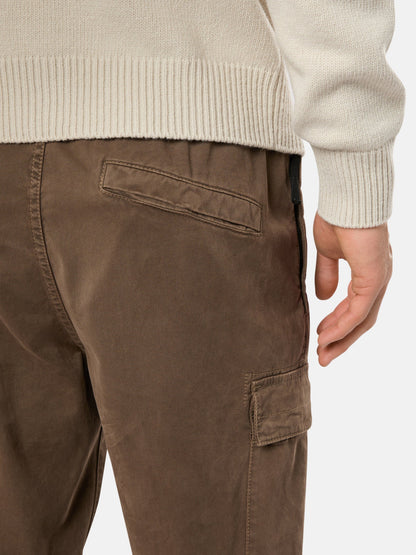 Stone Island Stretch Broken Twill Organic Cotton Old Effect Cargo Pants In Walnut Brown