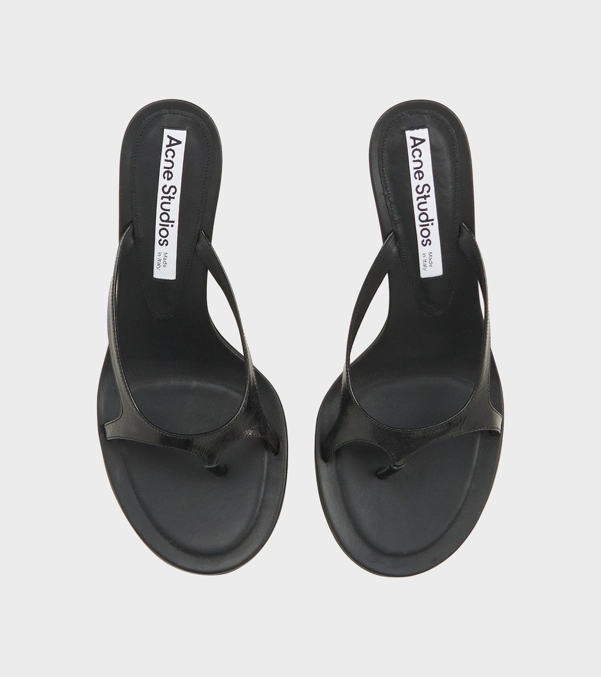 Leather Flip Flop Heels Black