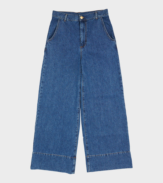 Hemp/Cotton Wide Leg Jeans Blue
