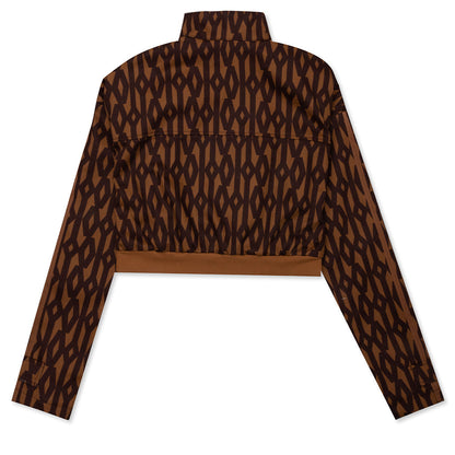 adidas Originals x Ivy Park Crop Monogram Jacket - Wild Brown/Night Red