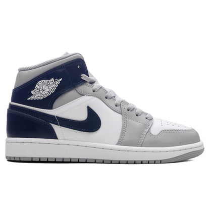 Air Jordan 1 Mid - White/Midnight Navy/Wolf Grey
