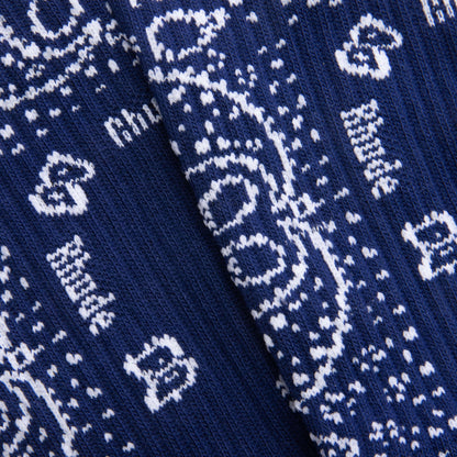 Bandana Jacquard Sock - Navy/White