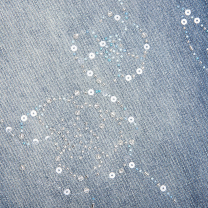 Beaded Wide Jeans - Dark Wash
