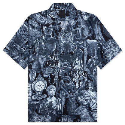 Silk Shirt with Hubert Objects Print - Black/Navy