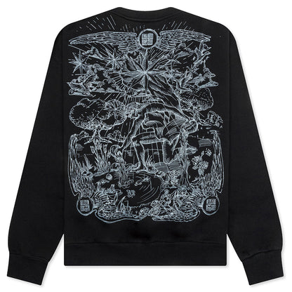 Tarot Print Boxy Fit Long Sleeve T-Shirt - Black
