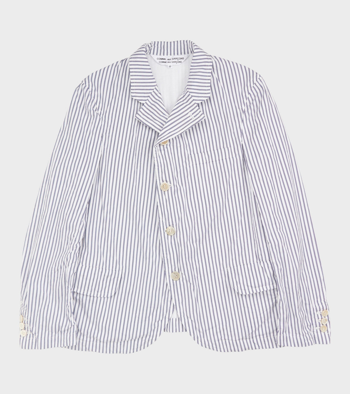 Striped Cotton Blazer White/Dark Blue