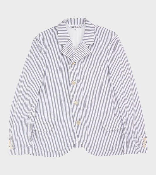 Striped Cotton Blazer White/Dark Blue