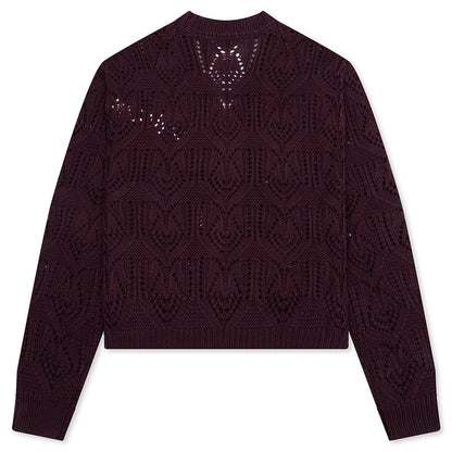 Cable Cardigan - Berry
