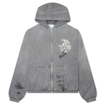 Carrying The Message Zip Hoodie - Gray