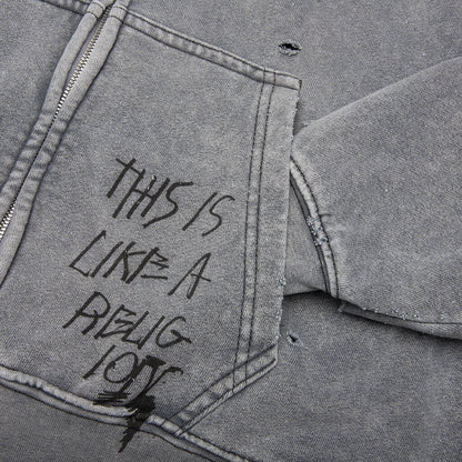 Carrying The Message Zip Hoodie - Gray