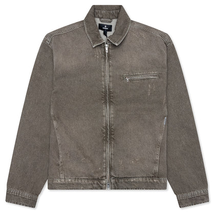 Collared Denim Jacket - Washed Olive
