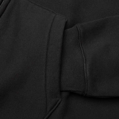 Cursive Applique Zip Hood - Black