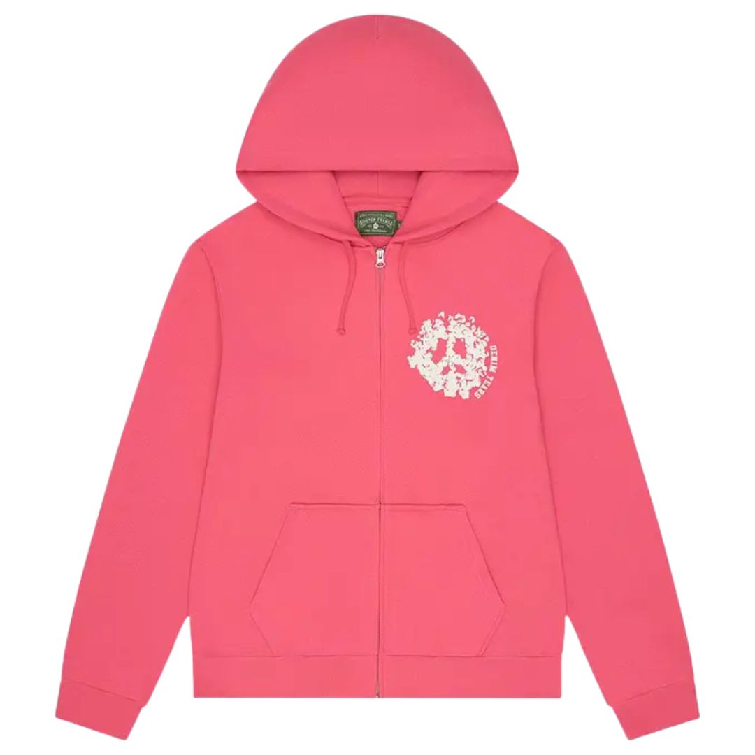 DENIM TEARS DENIM UNIVERSITY ZIP HOODIE PINK