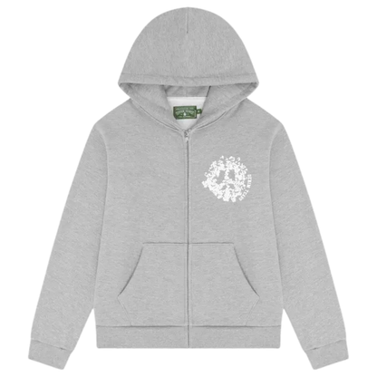 DENIM TEARS DENIM UNIVERSITY ZIP HOODIE GREY