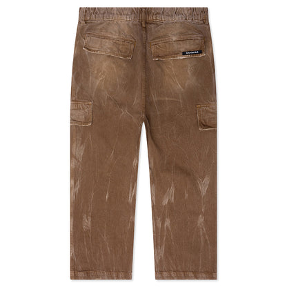 Denim Oversized Cargos - Brown Wash