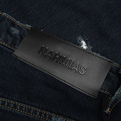 Destroyed Denim Track Pants - Dark Indigo Wash