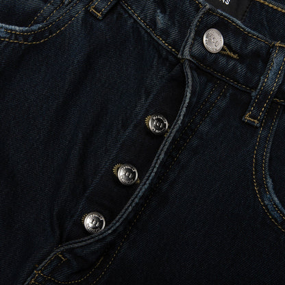 Destroyed Denim Track Pants - Dark Indigo Wash