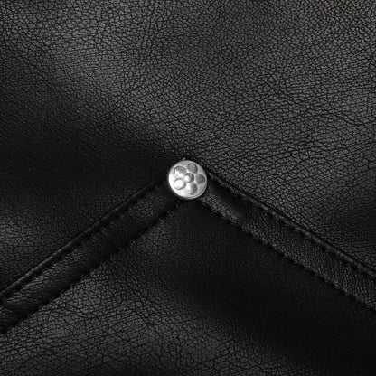 Double Knee Leather Shorts - Black
