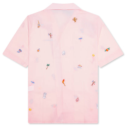 Embroidery Motifs Logo S/S Shirt - Light Pink