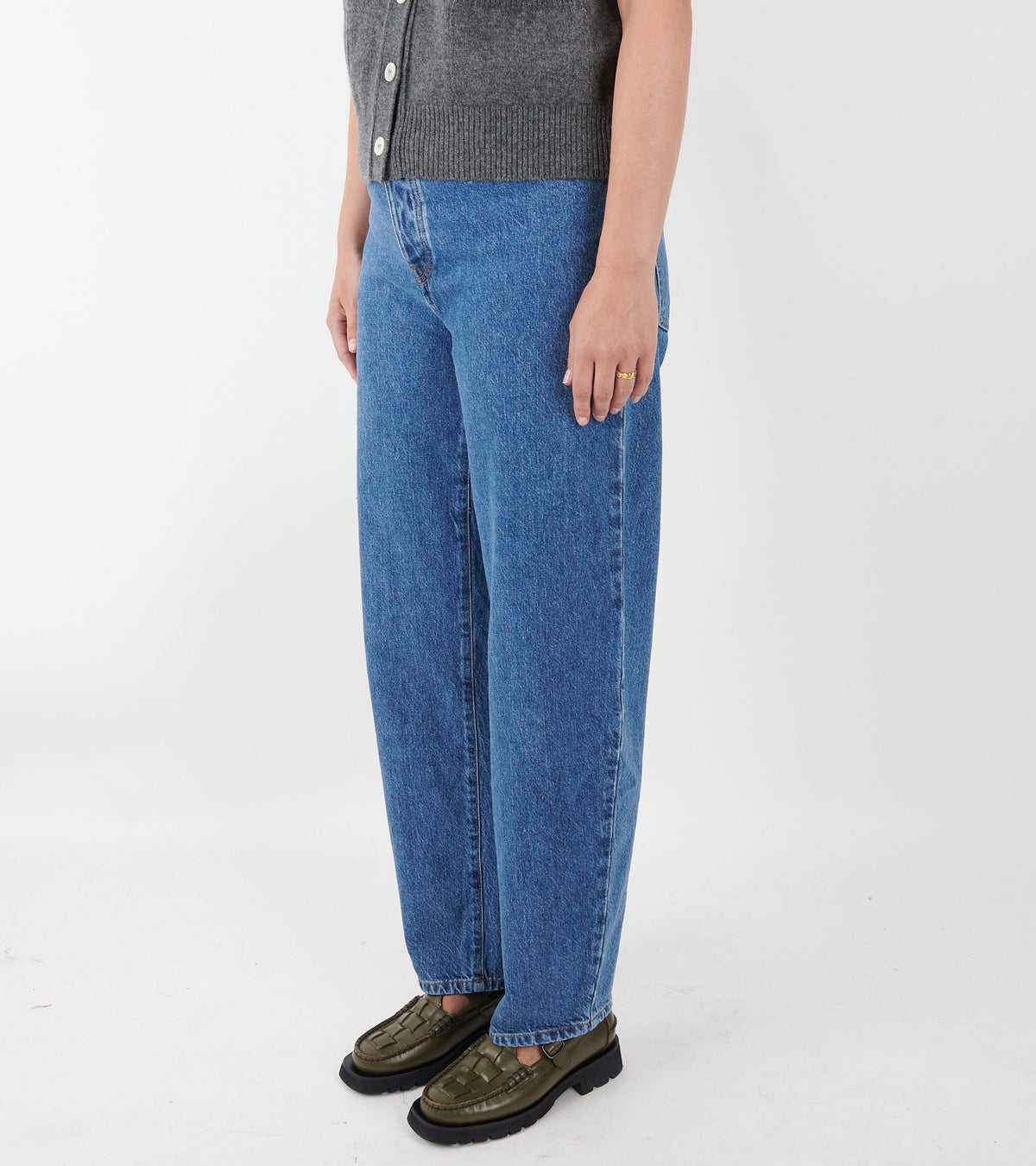 Hemp Cotton Barrel Jeans Washed Blue