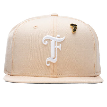 Feature x New Era Old English F Snapback Hat w/ Pin - Mango Mocha