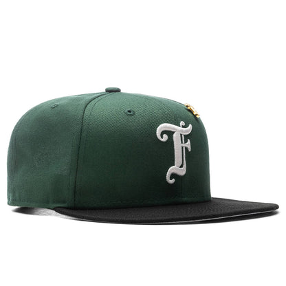Feature x New Era Old English F Snapback - Cilantro/Black
