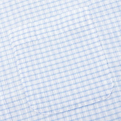 Flat Bottom Crinkled Shirt - Blue Check