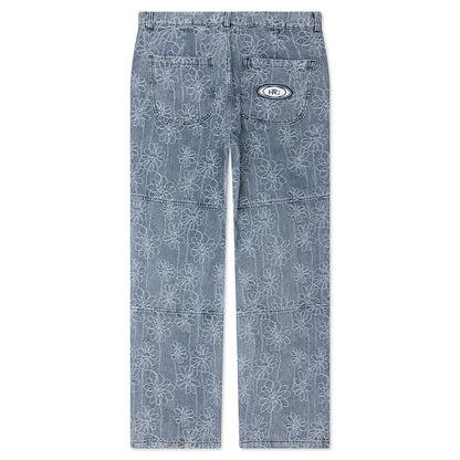 Flower Denim Pant - Light Indigo