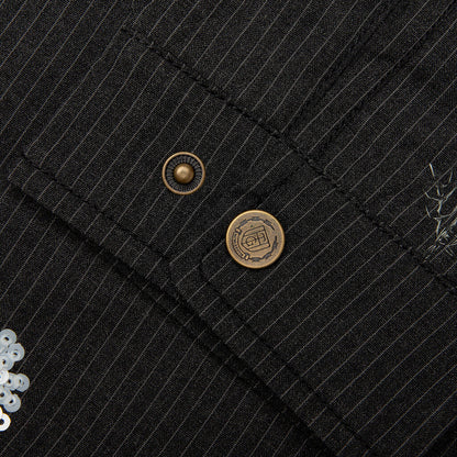 Flowers Beaded Jacket - Black