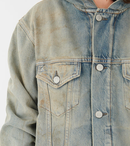Hooded Denim Jacket Mid Blue
