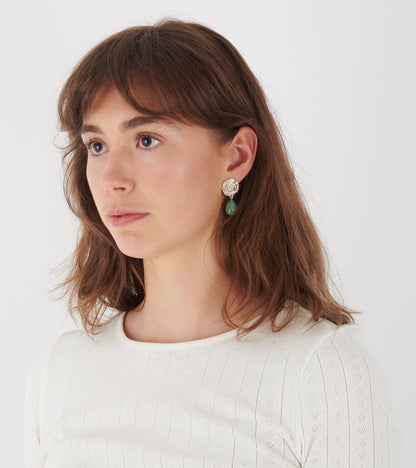 Breton Aventurine Earrings Silver
