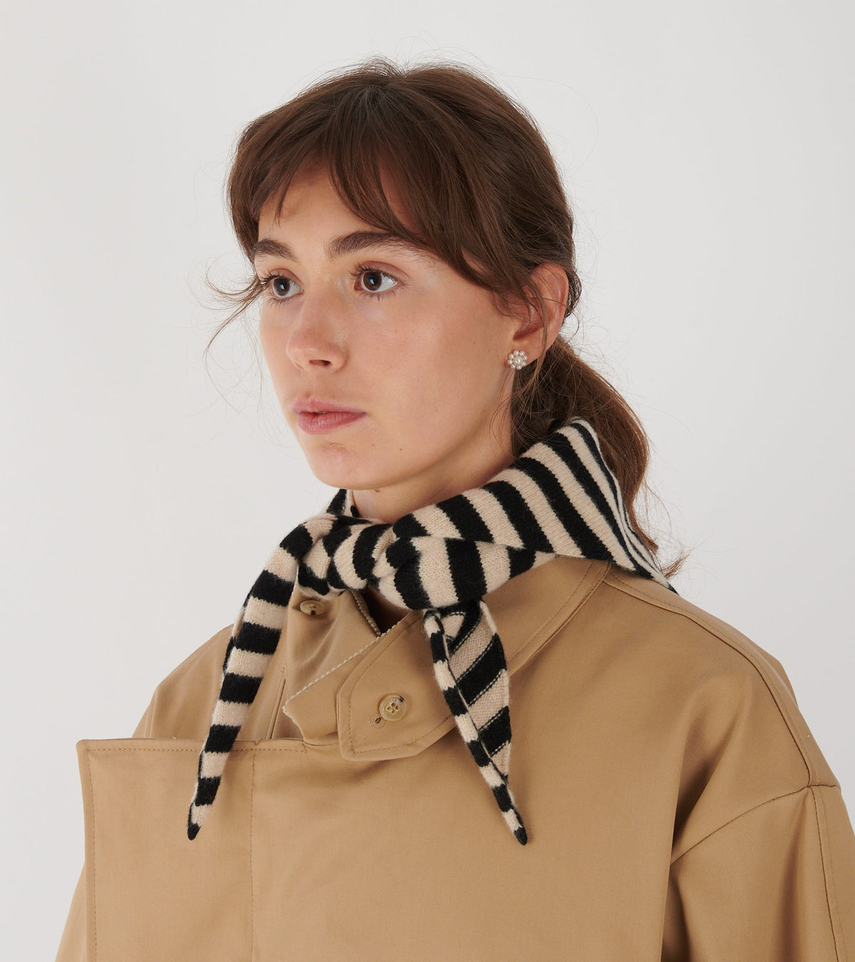 Stripe Triangle Neckerchief Black/Oatmeal