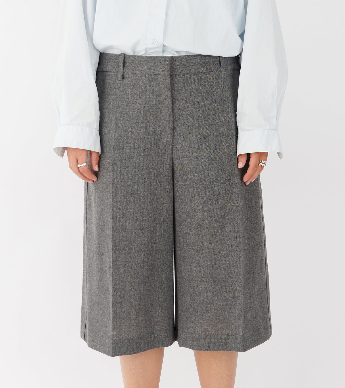 Open Wool Canvas Trousers Grey