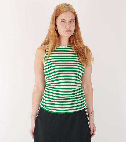 101 Tank Top Green/Ecru