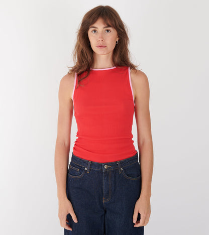 101 Tank Top Kontrast Red/Light Pink