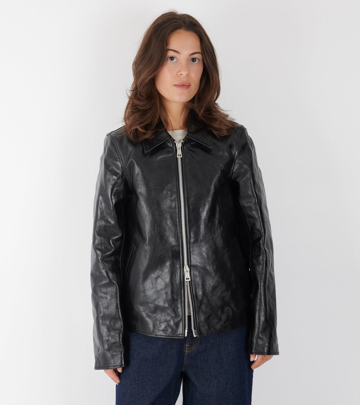 W Mini Jacket Top Dyed Black Leather