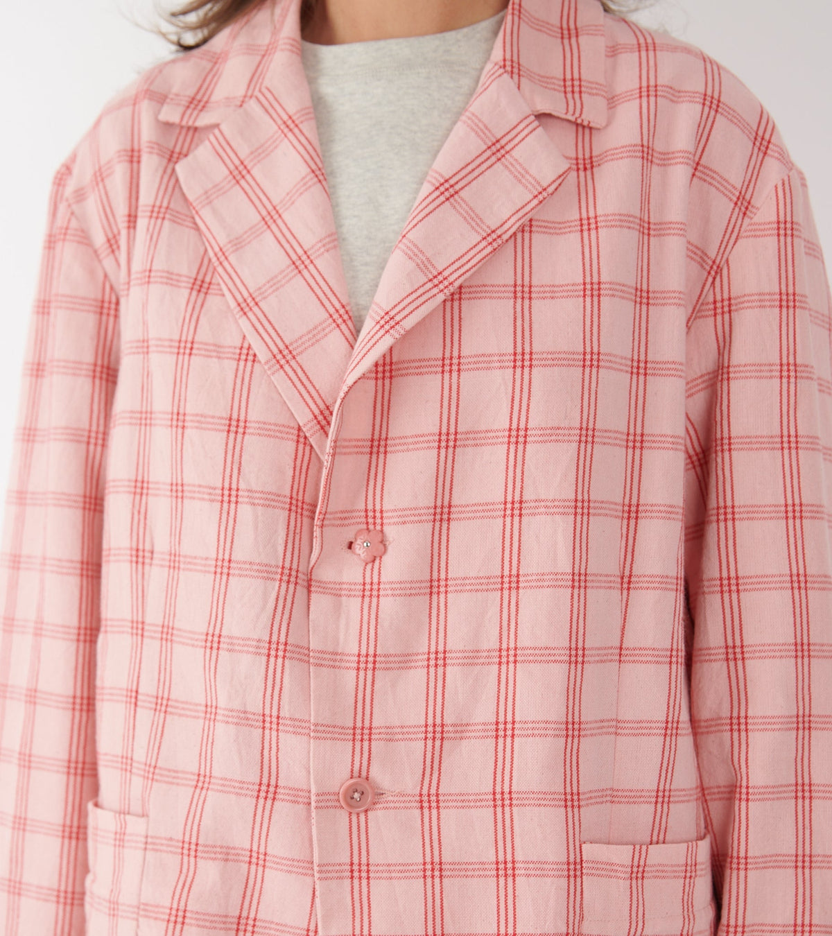Shale Jacket Pink Check Handloom